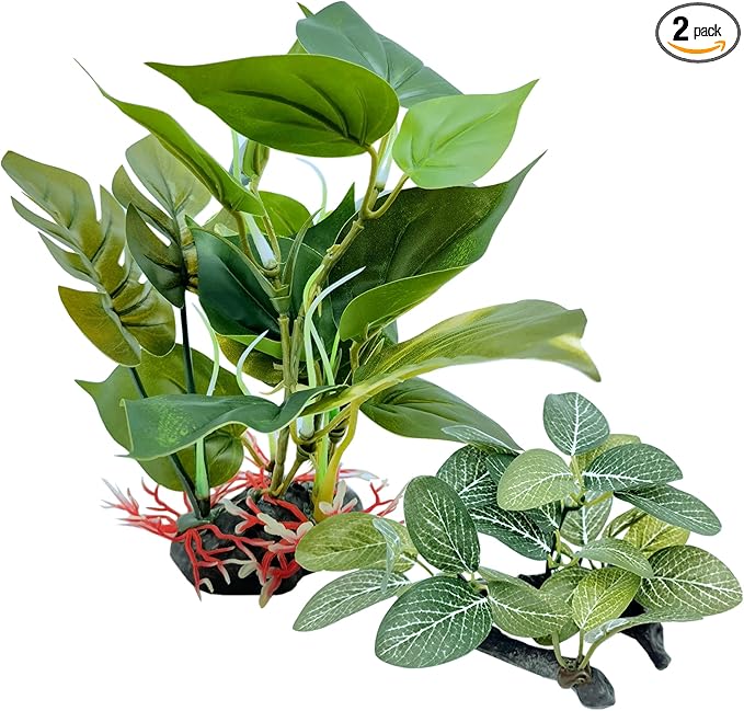 M2cbridge Artificial Fish Tank Plants Silk Aquarium Plant Aquatic Water Grass Foreground Decor (2PCS (Tall and Short))