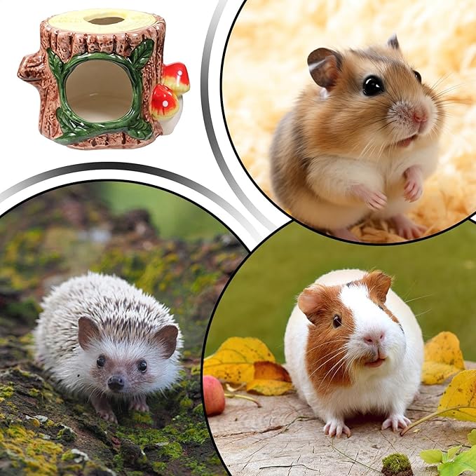 for Hamster - 12cm Ceramic Hideaway Small Animal Shelter | Washable Porcelain Cave for Mouse Gerbil Pet Ferret Habitat Chinchilla Indoor Decor Ex