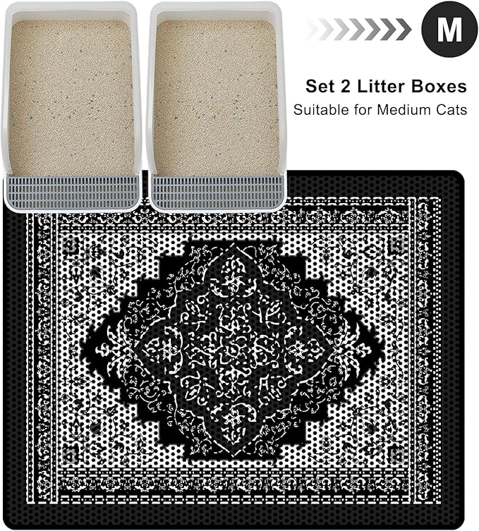 Cat Litter Mat 24"x29.5" Double Layer Waterproof Litter Box Mat Washable Litter Trapping Mat