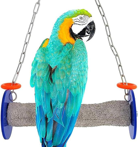 Sweet Feet and Beak Roll Bird Swing - Perch Bird Toys Trims Nails and Beaks, Safe and Non-Toxic Bird Cage Accessories for Small and Large Birds, Swinging Toys Birds Will Love, XL 11 Inches - Blue