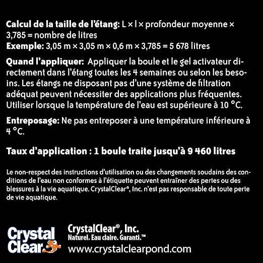 CrystalClear PondShock Ball Freshwater Clarifier, Enzymes Shock Treatment | Natural Live Bacteria Muck & Sludge Remover for Small Outdoor Water Garden Ponds. Koi Fish & Aquatic Plants Safe