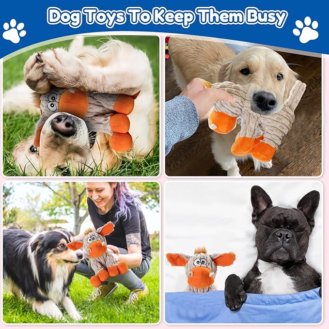 loncoldy Squeaky Dog Toys, Tough Chew Toys for Dogs, Crinkle Interactive Squeaky Stuffed Dog Toy for Small Medium Large Breeds, Plush Dog Toy to Keep Them Busy, Pet Toys for Dogs
