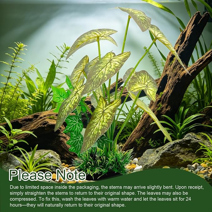 Silk Aquarium Plants 2-Pack 11.8" Tall | Soft Silk Plants for Fish Tank, Artificial Decoration for Fish Habitats, Safe for All Fish (Green)