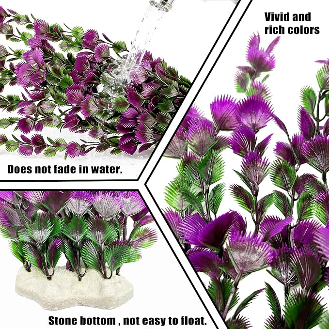 Tfwadmx Large 15 inch Aquarium Plants 2 Pcs Artificial Water Seaweed for Fish Tank Decor Plastic Plant for Betta Shrimp About