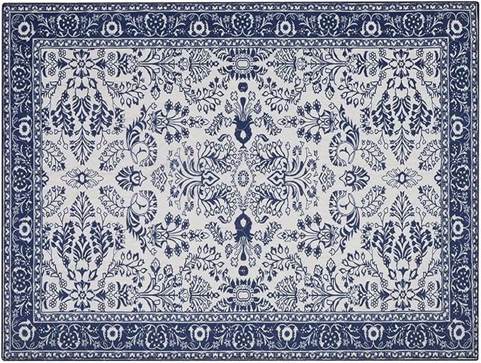 Lovewag Pets Washable Cat Litter Mat 2 PCs - Keep Litter Off Your Floors, Gentle on Paws, 36x48 Inches Large Size, Waterproof Non-Slip Reusable Compatible with Cat Box (Indigo Garden)