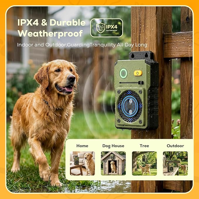 Queenmew Anti Barking Device for Dogs, 3 Modes Ultrasonic Dog Bark Deterrent Devices Long Range 50ft, Type-C Rechargeable Bark Box Barking Control Devices, No More Barking Indoor/Outdoor Training