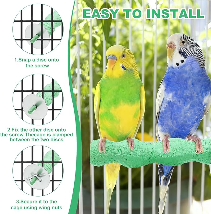 2PCS Bird Beak Grinding Stone, Bird Perches for Cage, Parrot Beak Grinding Stone, Rough Surface High Calcium Mineral Teeth Molar Colorful Perch Bird Cage Accessories