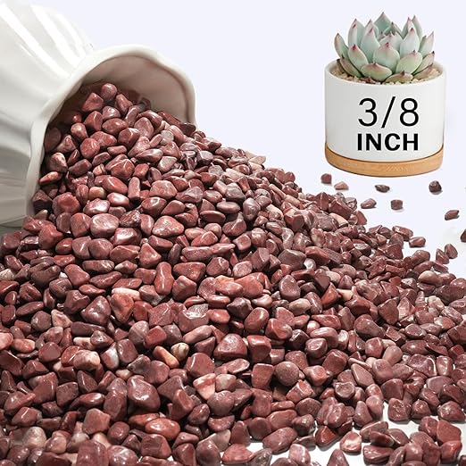 NUPICK 12 lbs Pebbles for Indoor Plants, 3/8 Inch Pea Gravel for Fish Tank, Polished Decorative Rocks for Succulent, Natural River Stones for Vases, Cactus, Landscaping, Bird Bath, Aquarium, Red