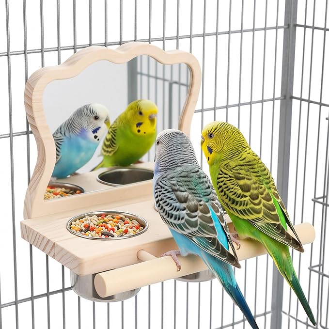 Natural Wood Bird Perch, Parrot Cage Accessories, Suitable for Parakeets, Cockatiels, Lovebirds, Tool-Free Adjustable Bird Cage Supplies & Bird Toys