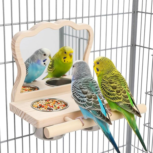 Natural Wood Bird Perch, Parrot Cage Accessories, Suitable for Parakeets, Cockatiels, Lovebirds, Tool-Free Adjustable Bird Cage Supplies & Bird Toys