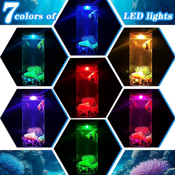 Aquarium Water Lamp, Fish Tank Style Decorative Lamp with Artificial Fish & Plants, LED Ambient Light for Home, Office, Bedroom, Relaxation & Unique Gifts