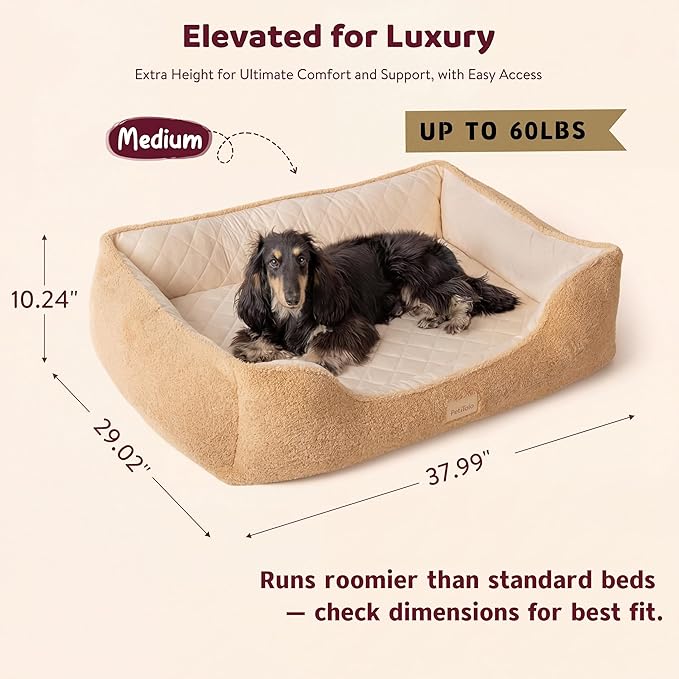 Cooling Orthopedic Dog Bed Medium Size Dogs - Memory Foam for Joint Pain & Arthritis, Comfort Pet Bed w/Washable Removable Cover & Waterproof Liner, Dog Couch w/Raised Bolster & Non-Slip Base