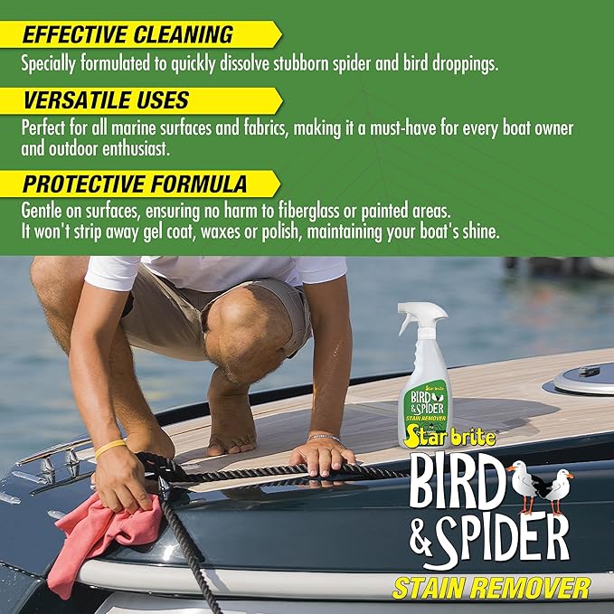 STAR BRITE Spider & Bird Stain Remover Spray - Quickly Dissolve Bird Droppings & Clean up Spider Mess - Won't Remove Polish or Wax (095122SS)