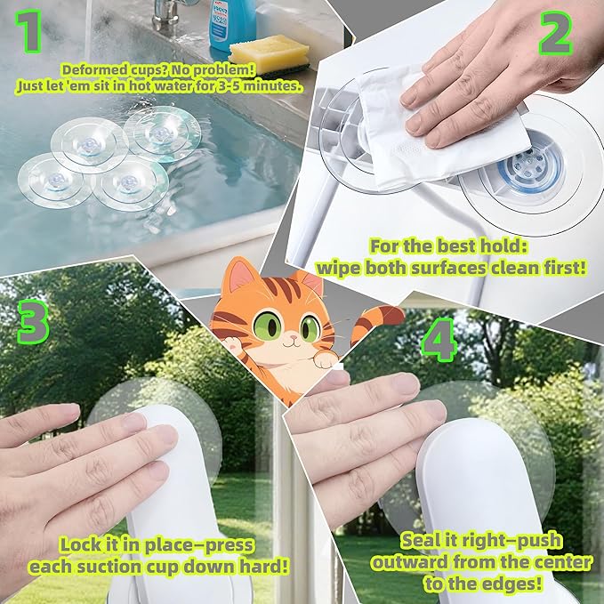 AIWIKIDE Cat Window Perch with Cushion Rim, Easy Install Bracket, Portable Wall Hammock for Indoor Cat, Light Blue