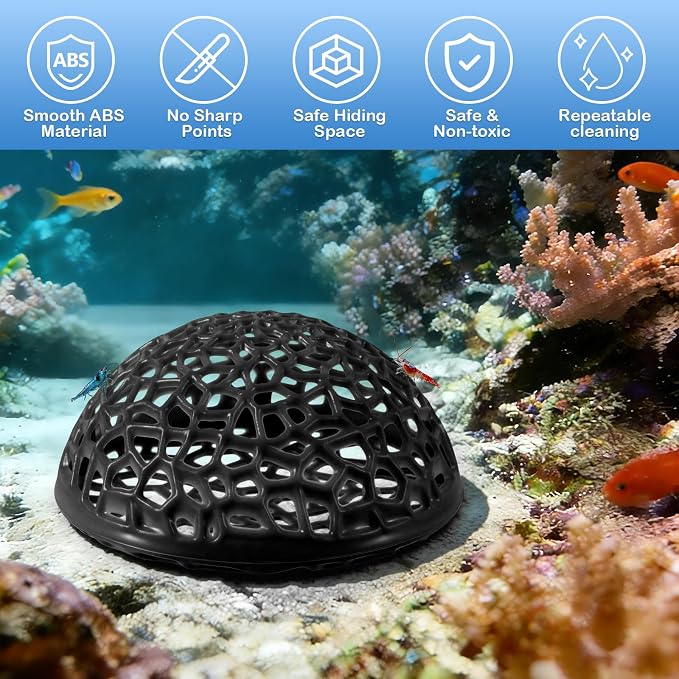 2 Pack Aquarium Shrimp Hide Cave, Porous Shrimp Hideout Shelter for Breeding & Molting, Detachable Tunnel Ornament for Fish Tank, Shrimp & Small Fish (Black - 4pcs)