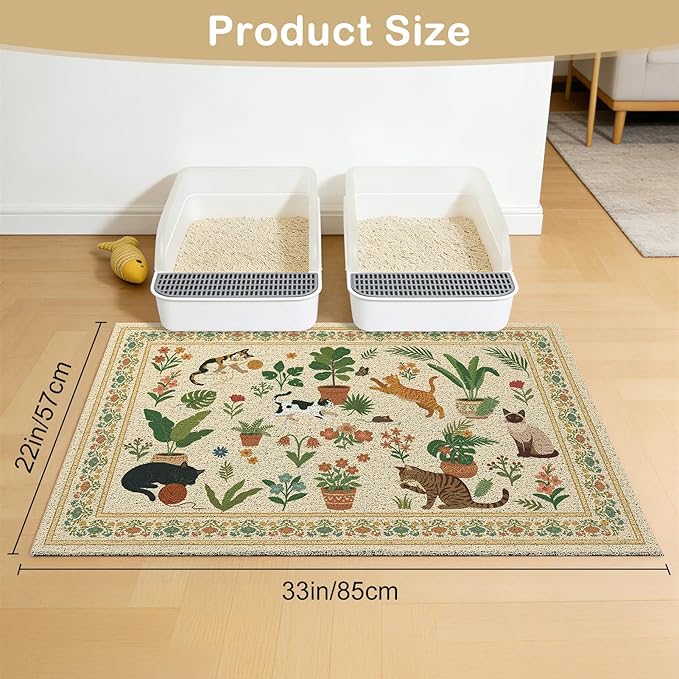 Unicorn Catcher Cat Litter Mat Non-Slip Bottom Litter Box Mat Urine-Proof Soft Litter Mat for Cats Waterproof Pads Protects Floors Cat Mat for Litter Box
