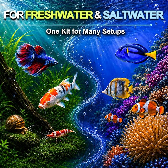 12-in-1 Aquarium Test Strips for Ammonia, 50ct Fish Tank Water Testing Kit | Aquarium Water Test Kit, Fish Tank Test Strips and Water Test Kit for Fish Tank; Detects Hydrogen Sulfide, Nitrate and More