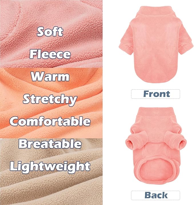GYALAPERI Dog Sweater, 3 Pack Dog Sweaters for Small Dogs Girl Boy, Ultra Soft Warm Puppy Clothes Dog Coat for Winter (Peach+Lt Camel+Pink, Medium)