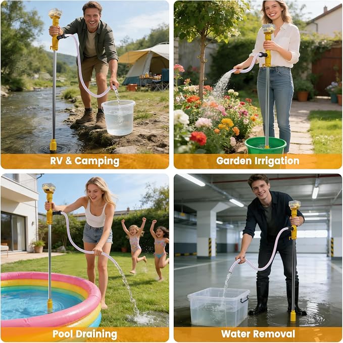 Cordless Stick Water Transfer Pump Compatible with Dewalt 20V Battery | Tool Only, 720 GPH Portable Electric Water Pump, Sump Pump, 160W Brushless Utility Water Pump for Pool, Garden, Pond and Boat