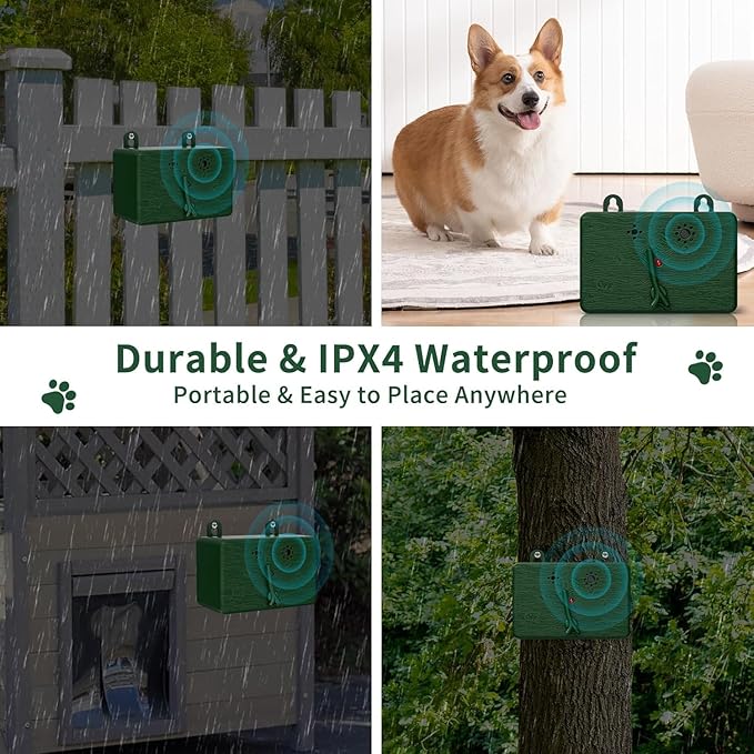 Anti Barking Devices for Dogs - 50FT Automatic Stop Dog Barking Control Devices - 4 Modes Ultrasonic Anti Barking Box - Sonic Stop Bark Devices - Home/Garden/Indoor/Outdoor/Neighbor's Dogs (Green)