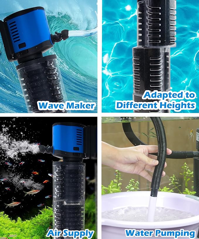 COOSPIDER Aquarium Filter for 75-200 Gallon, 400 GPH Powerful Filtration Pond Pump, Submersible Pond Filters for Fish Turtle Tank, Cold Plunge, Clear Wavemaker Oxygen Supply, Dry Burning Protection