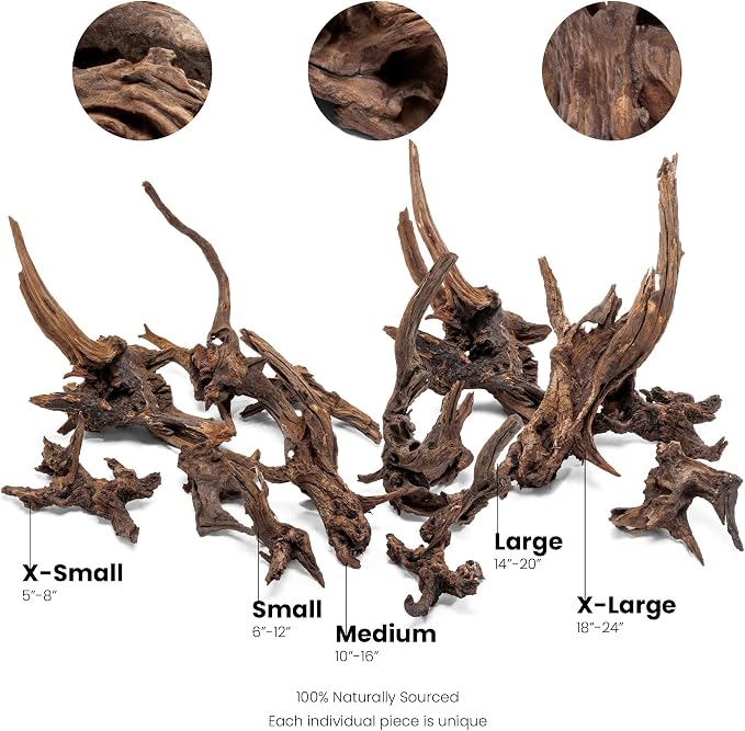 Ultum Nature Systems Driftwood - Pacific Drift Wood for Fish Tank, Planted Tank, Terriarium, Paludarium - Versatile Natural Driftwood Decor, Events Wood Centerpiece - Pacific Wood, XS 5-8", 3 Pack