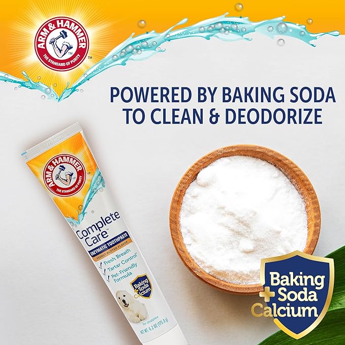 Arm & Hammer Complete Care Enzymatic Dog Toothpaste, Peanut Butter Flavor, Baking Soda and Calcium, Enzymatic Tartar Control Formula, Non-Toxic, Fluoride Free, 6.2 Oz