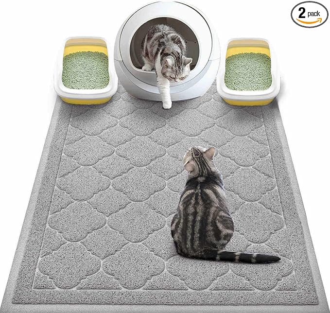 WePet Cat Litter Box Mat, Kitty Premium PVC Pad, Durable Trapping Rug, Phthalate Free, Urine-Resistant, Scatter Control, XXL 47 x 36 Inch, Cadet Grey