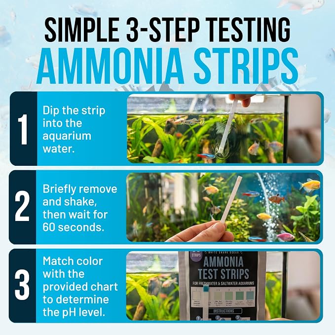 Aquarium Test Strips 11 in 1 | 150 Strips (100 x 10-in-1 + 50 Ammonia) | Tests pH, Ammonia, Nitrate, Nitrite & More | Freshwater & Saltwater Fish Tank Water Test Kit | 60-Second Results