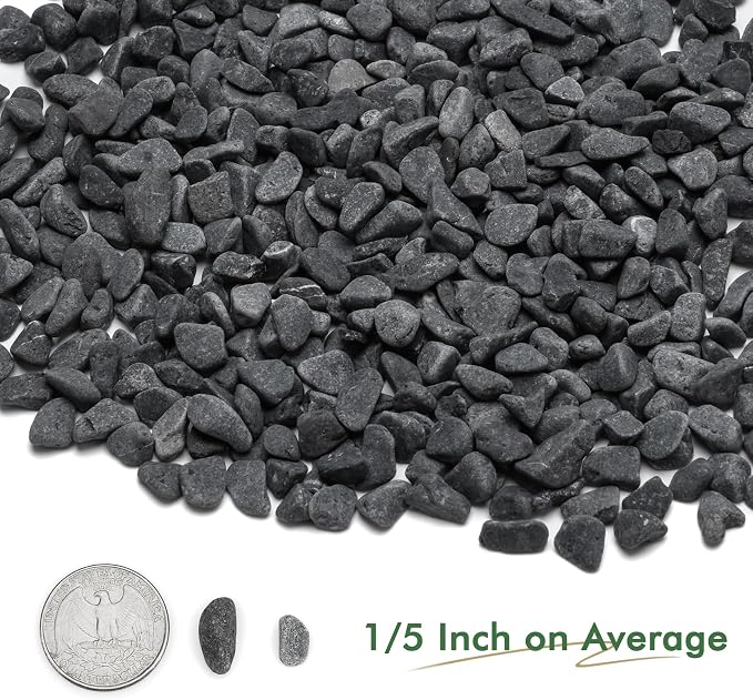 Mr. Fireglass Natural Decorative Gray Bean Pebbles, 1/5" Gravel Size River Rocks for Plants, Garden, Landscaping, Aquariums and Outdoor Decor (5-lb Bag)