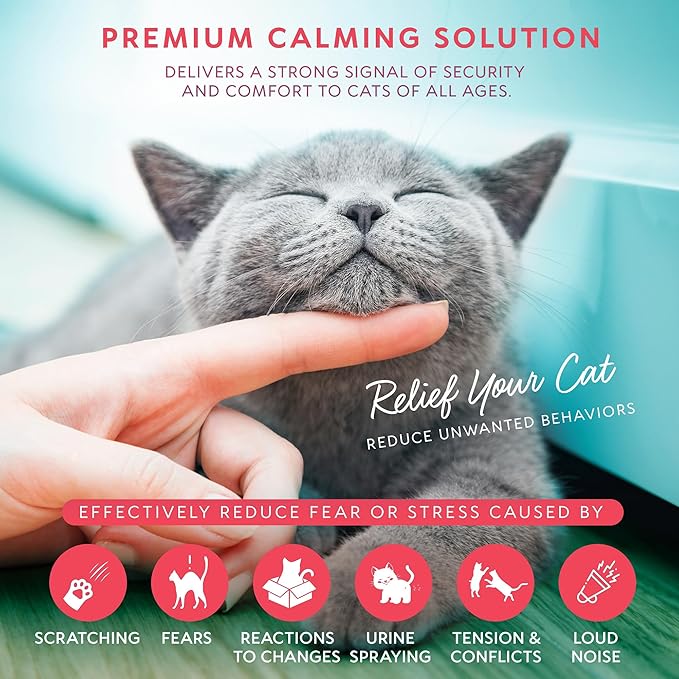 Cat Calming Pheromone Diffuser Plug-in – Feline Pheromones for Home Comfort, Helps Reduce Spraying, Scratching, Fighting & Excessive Meowing (Mint)