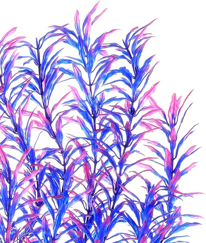 Aquarium Decor Plastic Plants Extra Large 21 Inches Artificial Plants | Tall Fish Tank Decorations, Purple 2pcs