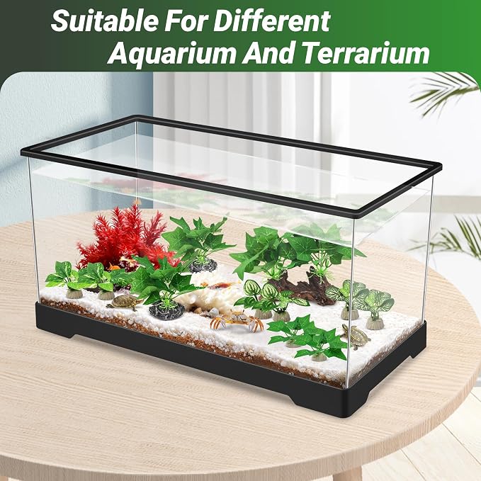 GOZILLA Silk Fish Tank Plants,Reptile Artificial Plant,Reptile Plants for Terrarium,Aquarium Decorations Accessories Set,Resin Driftwood Artificial Silk Aquarium Plant for Fish Tank.(11PCS/C-Set)