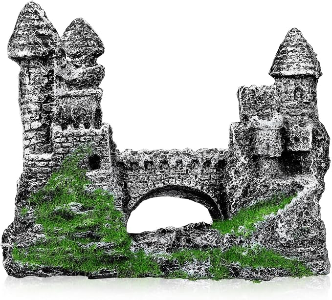 Milisten Aquarium Castle Decoration, Fish Tank Castle Ornaments for Small Fish Shrimp Hide Caves House Betta Hideout for Shrimp Turtle Guppy Crabs, Medium