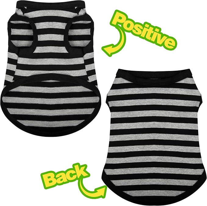 Paiaite Striped Dog Shirt Happy Color Cotton Sleeveless Puppy Shirts Breathable Pet Apparel Tank Top Colorful Puppy Sweatshirt Clothes for Small Medium Dogs Blue XXS