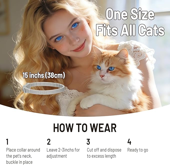 4 Pack Calming Collar for Cats, Anxiety Relief, Stress Pheromone, Collar Pheromone Support, Adjustable & Waterproof, Comfort Cat Calm Collars, Calming Collars Natural Ingredients Pheromones