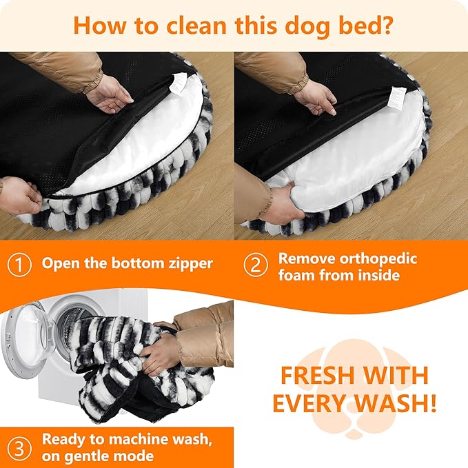 Dwanton Orthopedic Dog Bed for Medium Dogs with Gel Memory Foam, Waterproof Dog Sofa, Washable Pet Bed with Four Sided Bolster Cushion, Removable Cover & Non-Slip Bottom, 36", Tie-dye Gray