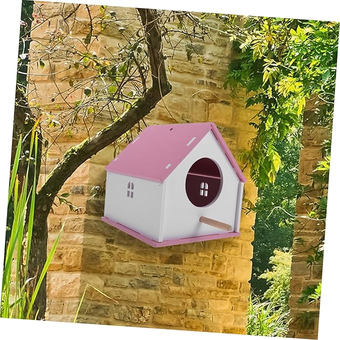Pet Bird House Parrot Nest Bird Feeding House Outdoor Feeder Cage 6.69 Inch Weather-Resistant Lightweight Backyard Garden Decor