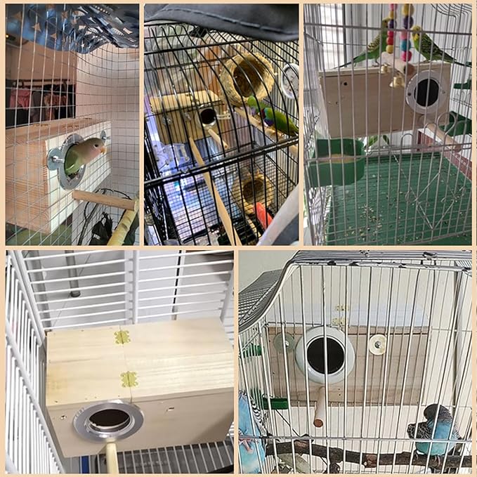 PINVNBY Parakeet Nesting Box Bird House Wood Breeding Box Parrots Mating Box for Lovebirds,Cockatoo,Budgie, Finch,Canary and Medium-Sized Birds(XL)