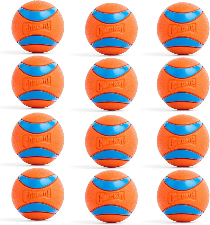 Chuckit! Ultra Ball Dog Toy - Medium Bouncy Fetch Balls for Dogs 20-60 lbs - Made from Durable Rubber - Floating Water Pet Toys - Size Medium - 2.5-inch Diameter, 2 Count, (Pack of 6)
