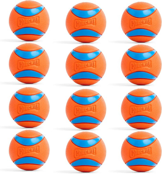 Chuckit! Ultra Ball Dog Toy - Medium Bouncy Fetch Balls for Dogs 20-60 lbs - Made from Durable Rubber - Floating Water Pet Toys - Size Medium - 2.5-inch Diameter, 2 Count, (Pack of 6)