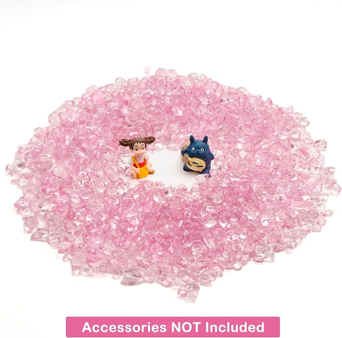 WAYBER 1 Pound Tumbled Sea Glass Pebbles Decorative Glass Stones, Pink | Vivid Long-Lasting Hues, Lustrous Polished Finish, Non-Toxic Material, Ideal for DIY Crafts & Home Decorations
