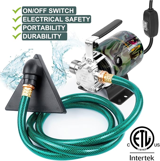 TIGEROAR Water Transfer Pump 115V With Switch 330 GPH Utility Pump Portable | 0.1HP Pool Pump Electric Pump with 6 ft. Hose and 3/4 in. Ports for Water Draining Filling Removing Flushing Spraying