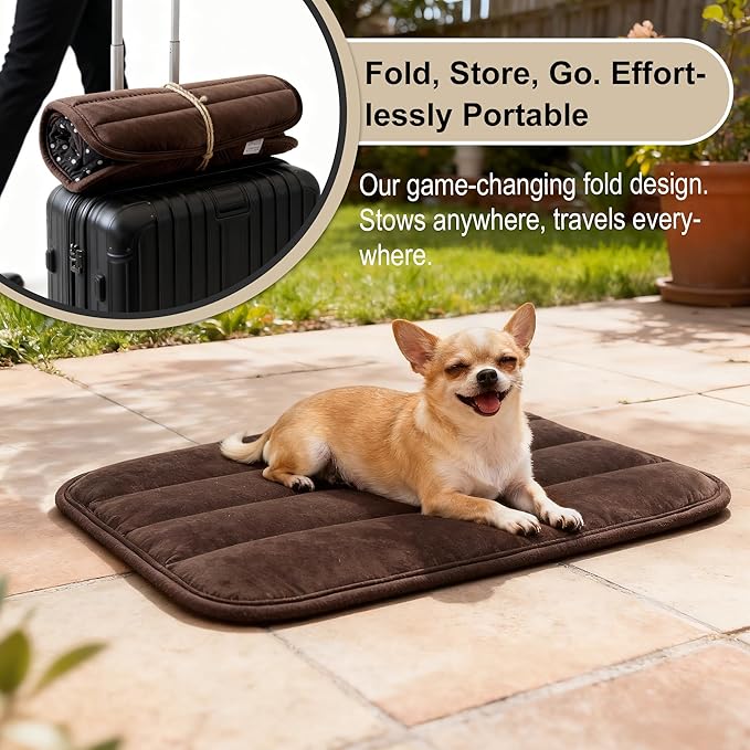 pobopobo Dog Crate Pad, Ultra Soft & Anti-Slip Kennel Mat, Secure Fit for Metal Crates & Dog Cages, Washable Cozy Bed for Small Medium Large Dogs (Dark Brown, S(23"*14"*1.5"))