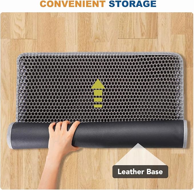 Cat Litter Mat, Large Kitty Litter Box Trapping Mat, 24x16'' Honeycomb Double Layer Urine & Waterproof, Washable Easy Clean, Litter Mats for Floor Less Waste, Anti-Slip