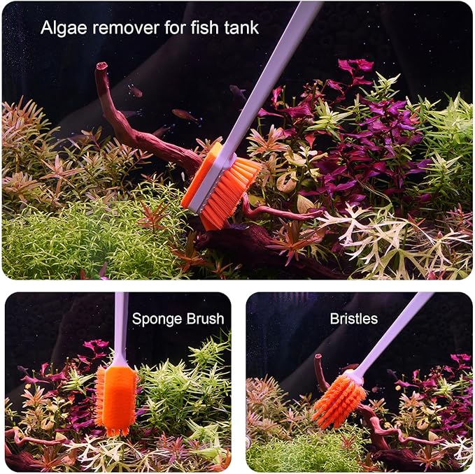 Vimvins Small Fish Tank Cleaner - Algae Scraper for Glass Aquariums - Aquarium Brush & Scrubber Tool Adapted for Cleaning Glass and Acrylic Aquariums.