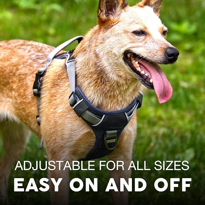 Embark Adventure No-Pull Dog Harness for Large Dogs – Reflective Trim, Military-Grade Nylon, Front Clip with Gel-Lined Handle, Soft & Padded