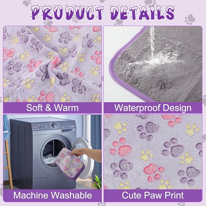 YUEPET Waterproof Guinea Pig Blankets Washable 3 Pack Small Animal Fleece Cage Liners Pet Soft Sleep Mat Pad Cover Warm Flannel Throw for Hamster Guinea Pig Rabbit Chinchilla Hedgehog Ferret 23"×16"