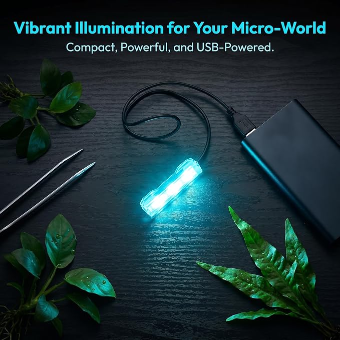 Small Multicolor Aquarium LED Light for Fish Tanks and Bowls | Compact clip-on LED lamp adds multicolor lighting to small aquariums, desktop fish bowls, plant tanks and terrariums
