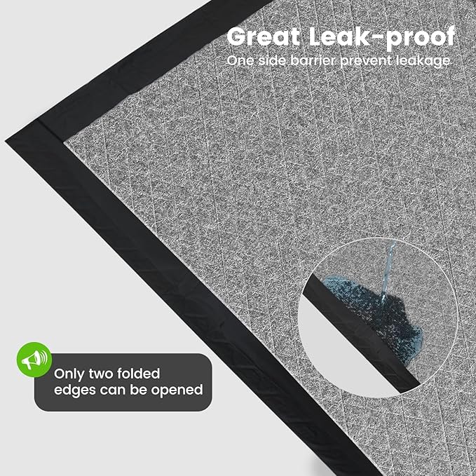 Charcoal Puppy Pads 28x34 Inches Extra Large Dog Pee Pads Odor-Control & Leak-Proof Disposable Pet Training Edge-Wrapping Thicken Potty Pad for Dogs, Cats, Rabbits (200 Pieces)